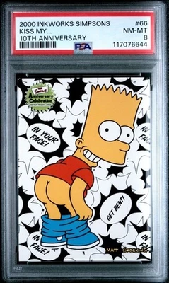 2000 Inkworks THE SIMPSONS 10th Anniversary #66  "CENSORED BART KISS MY ..." PSA - Image 1 of 2