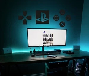 PlayStation Wood Wall Sign Set, PS5 Geometric Home Decor Gift for Gamer 12*16 In - Picture 1 of 6