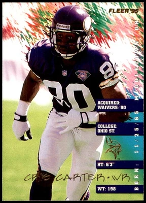 Cris Carter 1995 Fleer #231 Vikings NFL LEER ENVÍO GRATUITO AutographDen Foto 1 de 2