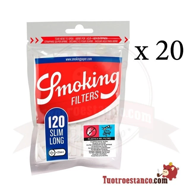 Filtri Smoking Slim long 6 x 22 mms. 2400 filtri . 20 bustine - Immagine 1 di 4