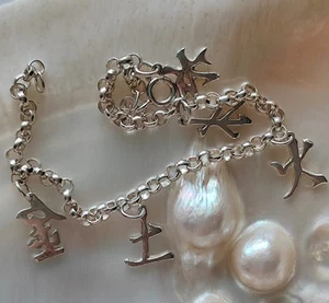Vtg Chain bracelet, 925 silver Bracelet with Charms Italy 5.9 g - Picture 1 of 9
