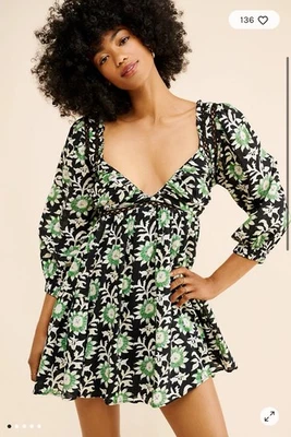 Free People Sacha мини-платье M женщин повседневный цветочный напечатано короткие новый с Ярлыками - Изображение 1 из 4