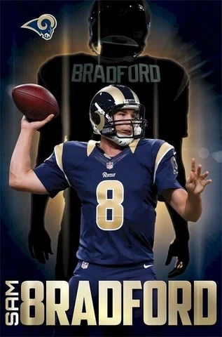 ST LOUIS RAMS ~ SAM BRADFORD ~ FOCUS ~ 22x34 NFL POSTER ~ Quarterback Football Cover