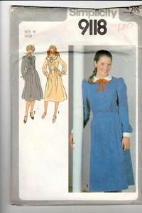 Vintage 1979 Simplicity 9118 Dress Detachable Bertha Collar Size 14 Miss pattern - Picture 1 of 2