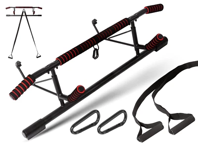 STRONGR.LIFE Klimmzugstange Türrahmen Topmodell OHNE SCHRAUBEN Pull Up Bar inkl. Schlaufen