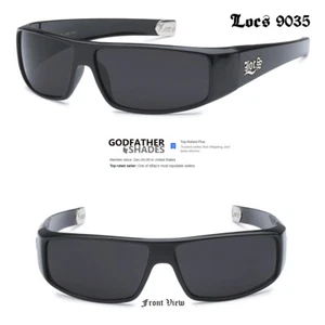 LOCS 9035 Black Sunglasses | Authentic Gangster Rapper Lowrider Cholo Men Shades - Picture 1 of 5