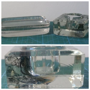 Pair - Antique Ink Well AND paperweight - interesting artistic ink in glass - Picture 1 of 13