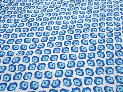 Stoff Baumwolle Popeline Tante Ema Ornamente Tropfen weiß blau Kleiderstoff - Bild 1 von 4