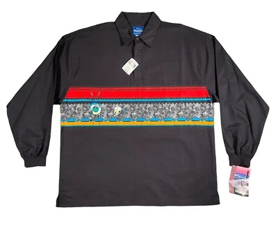 Vintage Wrangler 1/4 Button Down Shirt Mens Sz XL Black Red SouthWestern Aztec - Image 1 of 4