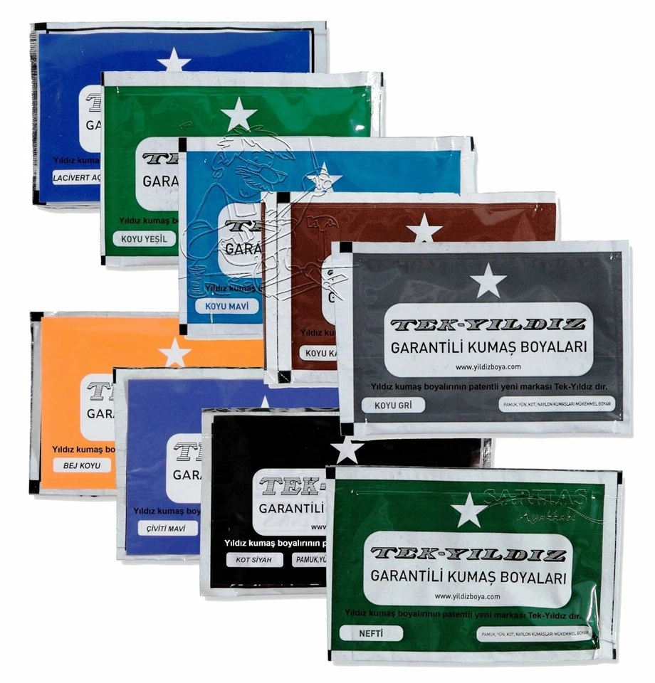 Tie Hand Yildiz Stoff Kleidung färben 60 Farben - 200g Gesamt - 12g Jede Packung UK St