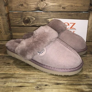 EZ Feet Damen 6 Lammfellschrammen flauschig atmungsaktiv Slipper Hausschuhe Altrosa - Bild 1 von 12