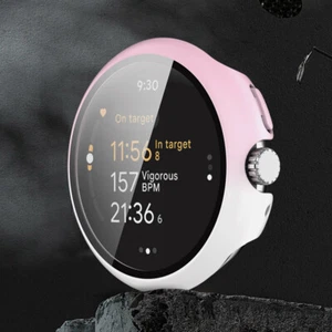 Tempered Glass+Cover PC Shell Film for Google Pixel Watch3 45MM(Pink White) - Zdjęcie 1 z 7