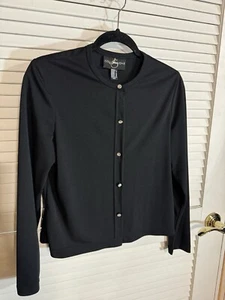 JS Collections Vintage Black Blouse Women’s 10 Rhinestone Buttons Jacket - Picture 1 of 10