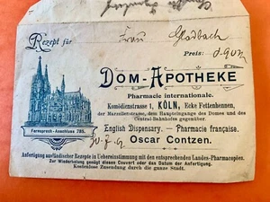 DOM-APOTHEKE KÖLN 1907 Mini Umschlag mit Rezept 12 x 8 cm - Bild 1 von 2