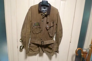 BARBOUR- A10 INTERNATIONAL  WAXED COTTON JACKET- SANDSTONE-- MADE @ UK -44 -RARE - Picture 1 of 24