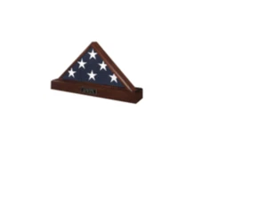 FUNERAL AMERICAN FLAG FRAME PEDESTAL MILITARY MEMORIAL FLAG SHADOW BOX WALNUT - Picture 1 of 1