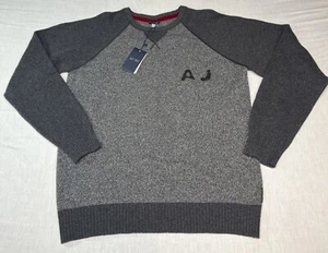 Armani Jeans Men’s Gray Slim Fit Wool Blend Crew Neck Sweater Sz Large NWT - Picture 1 of 12