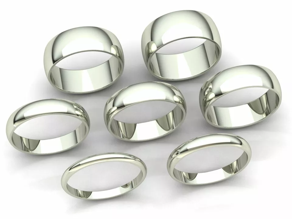 Domed Plain Band Ring Mens Womens 2mm 3mm 4mm 5mm 6mm 7mm 8mm Solid 18k Gold - Image 1 of 1