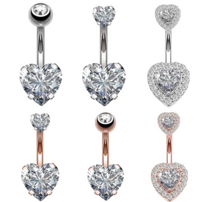Popular Diamond Belly Button Ring Navel Stud Umbilical Nail Safe Titanium Stee L - Image 1 of 4