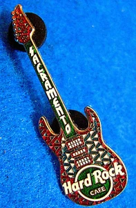 SACRAMENTO *GLAM ROCK SERIES* RED WHITE BLUE PATTERN GUITAR Hard Rock Cafe PIN - Picture 1 of 1