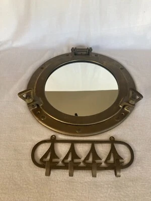 Espejo de portal marino vintage de latón para barcos y llavero decoración náutica  Foto 1 de 4