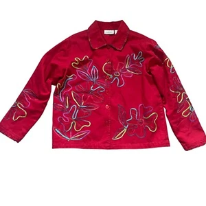 Colorful Floral Embroidered Button-Up Jacket Size M By Studio Works - Picture 1 of 11