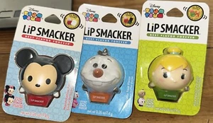 3 Disney Tsum Tsum Tinker Bell, Olaf, Mickey Mouse Lip Smacker versiegelte Pakete - Bild 1 von 2