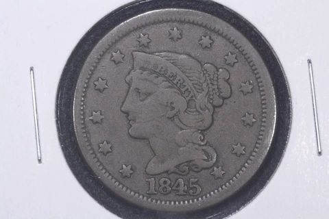 1845 Braided Hair Large Cent, Fine Cover