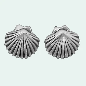 Seashell Earrings Sterling Silver Tiny Mini Posts Studs Clam Shell Beach - Picture 1 of 4