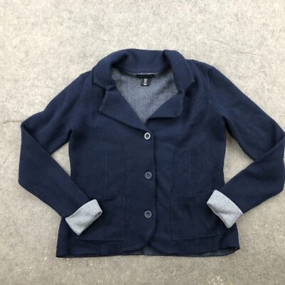 Blazer para mujer Adrienne Vittadini pequeño azul tejido manga larga bolsillos Foto 1 de 4