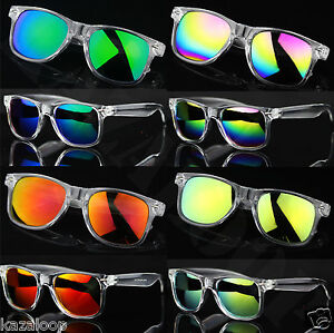 Square Transparent Clear Frame Mirror Lens Classic Sunglasses UV400