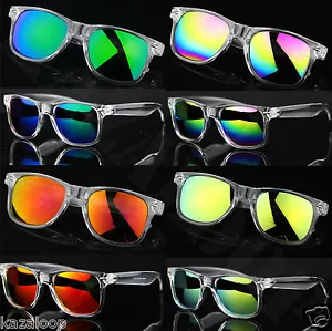 Square Transparent Clear Frame Mirror Lens Classic Sunglasses UV400 - Picture 1 of 10