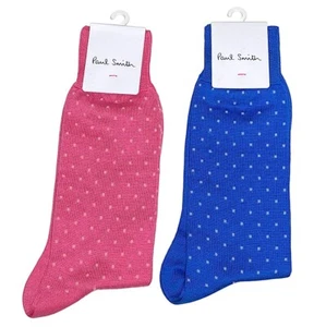 2 PAIR Paul Smith luxe socks pin dot Pink Blue cotton blend made in Italy NWT - Picture 1 of 6