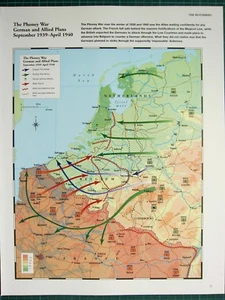 WW2 WWII MAP PHONEY WAR GERMAN ALLIES PLANS SEPT 1939 APR 1940 AIRBORNE BELGIUM - Foto 1 di 1