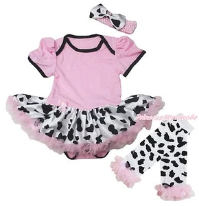 Western Pink Bodysuit Cowgirl Milk Cow Dairy Cattle Baby Dress Leg Warmer NB-18M - Picture 1 of 1