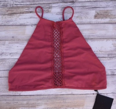 Roupa de banho ACACIA LICHIA MALIBU DETALHE DE CROCHÊ GOLA ALTA HALTER TOP (XS) NOVO COM ETIQUETAS US$ 119 - Imagem 1 de 3