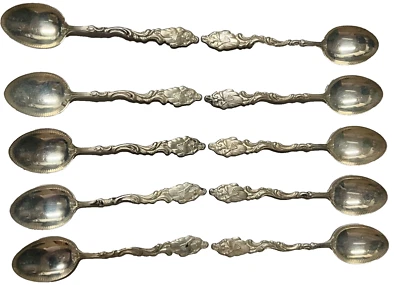 LOTE DE 10 CUCHARAS DEMITASSE PLACA DE PLATA VINTAGE SUECA MUJER BAILARINA CON ABANICO Foto 1 de 4