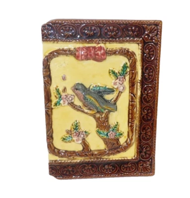 Antique Victorian Majolica Molded T Forester Bird Tile - Image 1 of 4