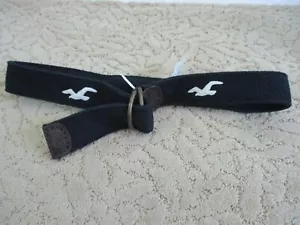 NWT Hollister Cloth Leather Ribbed Navy Blue, White Embroidered Bird Belt ~ S/M - Picture 1 of 1