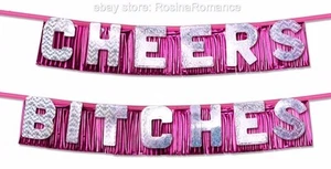 Cheers Bitches Sparkle Lettering Foil Banner Hen Night Party Birthday Decoration - Picture 1 of 2