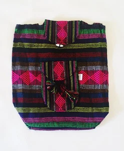 Mexican Backpack Handmade Bag Tote Multi-Color Blanket Boho Hippie Morral  - Picture 1 of 3