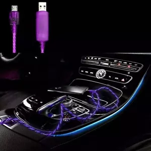 3x Cables Micro USB Sincronización de Carga Púrpura Luz Pulso Electroluminiscente 3 Pies - Imagen 1 de 3