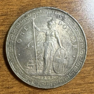 1902 B Great Britain British Trade Dollar AU details 27.0 Grams - Picture 1 of 4