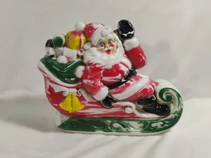 Vintage Empire Kunststoff 1970 Weihnachtsmann im Schlitten Tischplatte Blasform ohne Licht - Bild 1 von 12