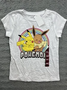 Girl's Size Medium (8) Pokemon Eevee & Pikachu Short Sleeve Graphic T-Shirt - Picture 1 of 5