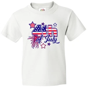 Inktastic 4th Of July Fireworks Stars And American Flag Youth T-Shirt Fourth Red - Picture 1 of 4