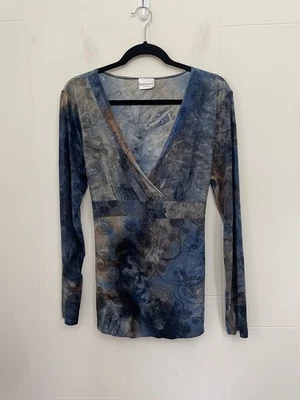 Blusa Fashion Bug Faux Wrap Tamanho XL Stretch Space Dye Whimsigoth Y2K - Imagem 1 de 4