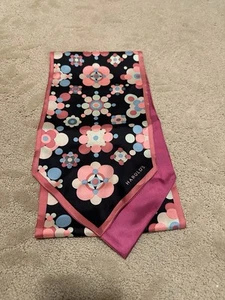 Vintage HAROLD’S Silk Scarf Abstract 59” Long x 7” Wide Black/green/pink/blue - Picture 1 of 6