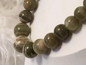 "Collar de 18"" con cuentas graduadas de jaspe riolita selva tropical marrón verde terroso en muy buena condición" - Imagen 1 de 12