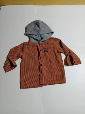 Moletom com capuz Volcom marrom listrado botão para cima bebê 12m meses - Imagem 1 de 4